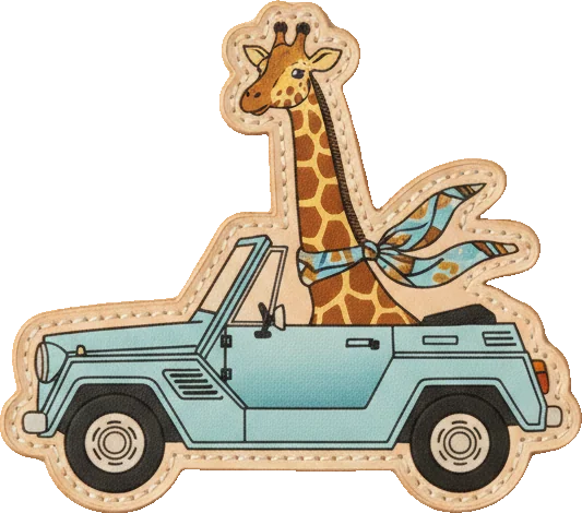 Giraffe in a moke